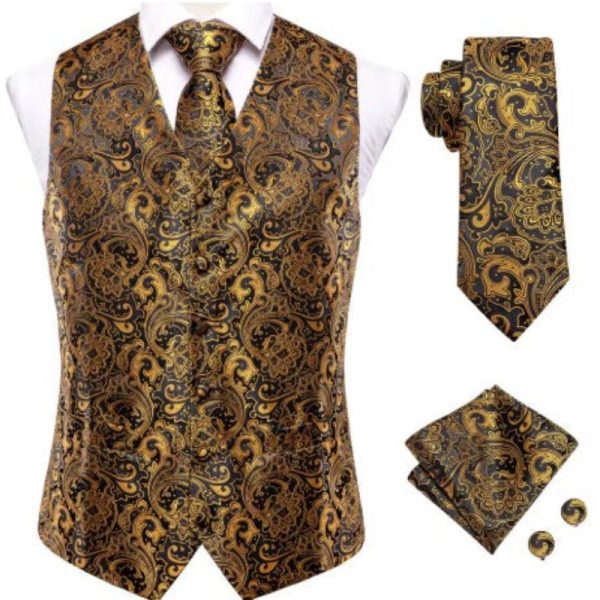 gilet costume homme doré