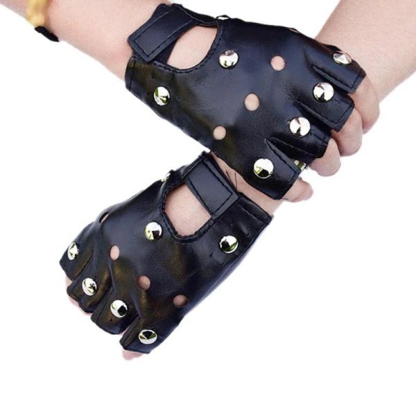 gants cuir noir femme glamour
