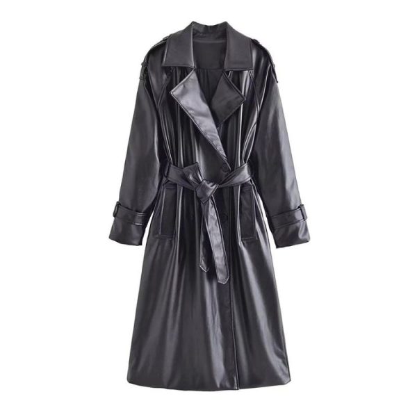 manteau simili PU noir
