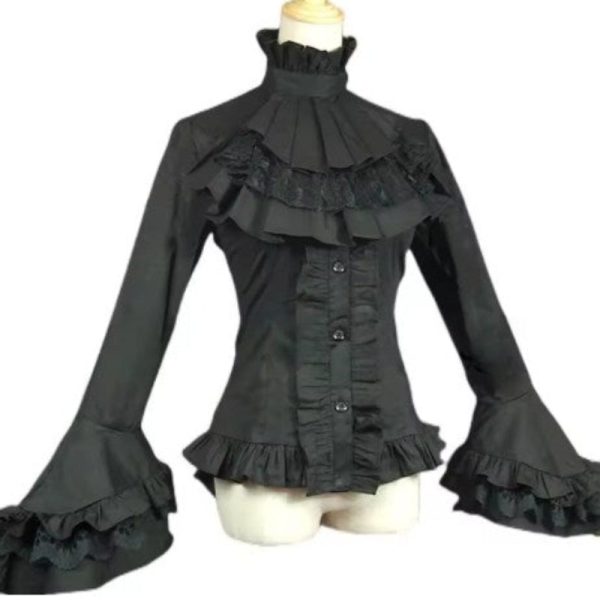 chemise à jabot goth blanche