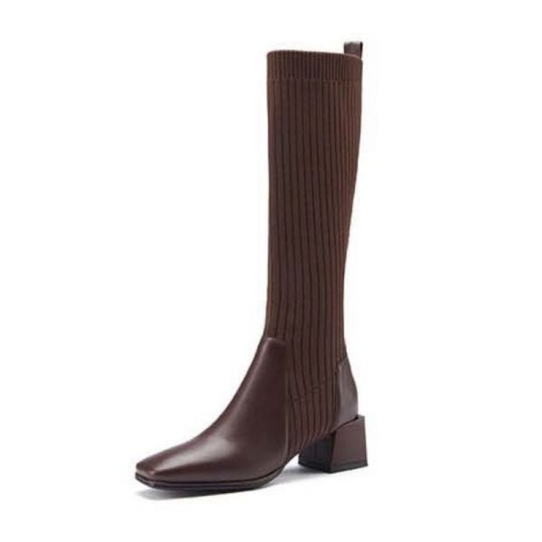 bottes chaussettes marron femme