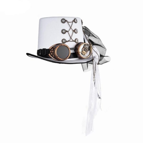chapeau steampunk blanc