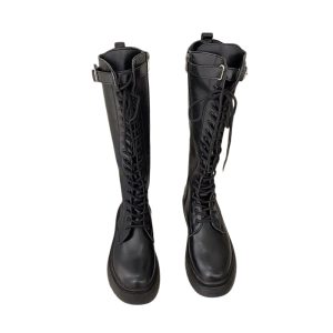 bottes steampunk femme en PU noir