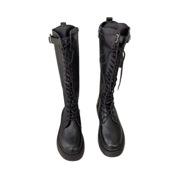 bottes steampunk femme en PU noir