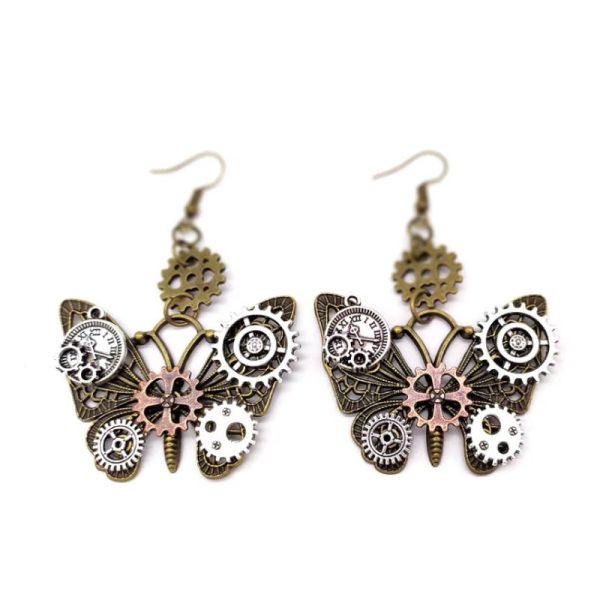 boucles d'oreilles papillon steampunk