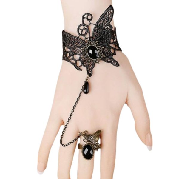 bracelet bague gothique