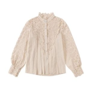 chemisier victorien dentelle col montant