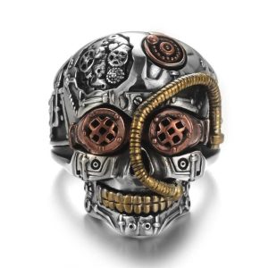 bague steampunk skull