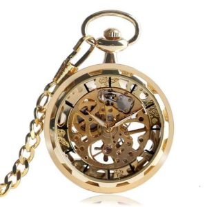 montre à gousset steampunk dorée