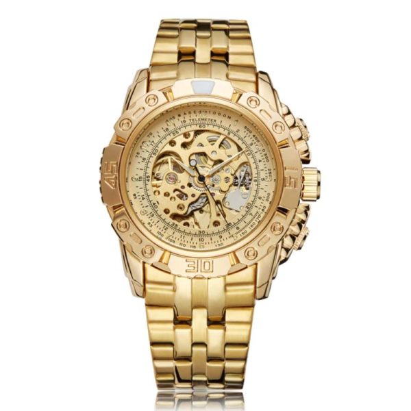 Montre Squelette Acier Dorée Homme