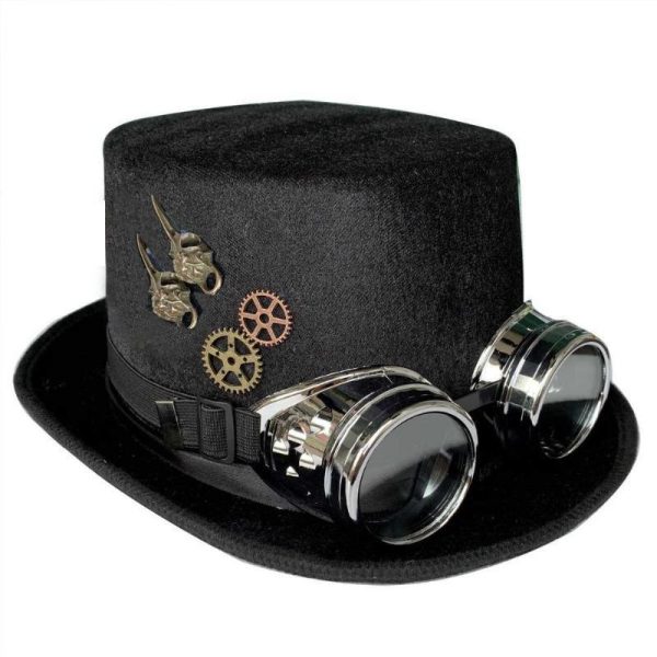 chapeau steampunk avec lunettes de soudure