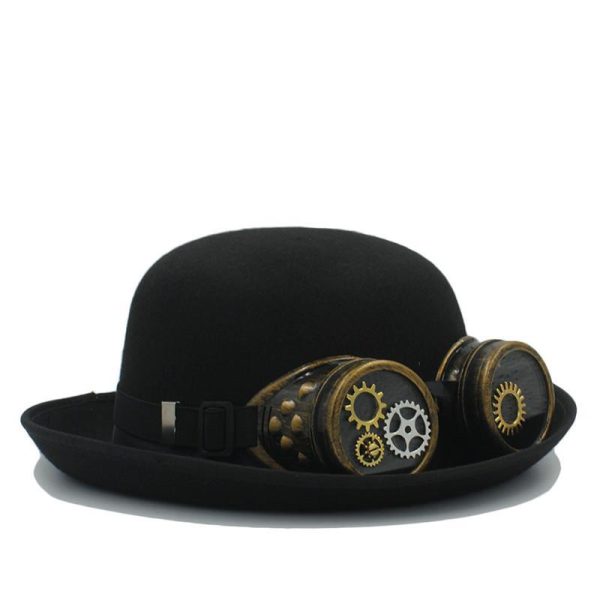 chapeau melon avec lunettes steampunk