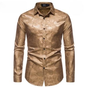 chemise homme fleur dorée