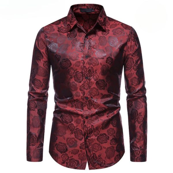 chemise rouge à fleur élégante