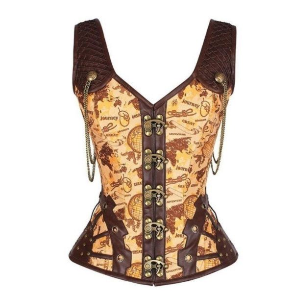 corset steampunk doré
