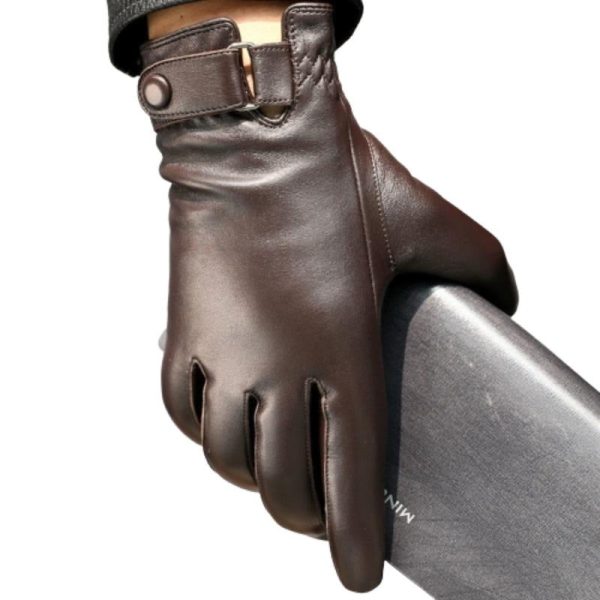 gant en cuir marron homme
