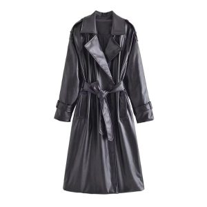 manteau simili PU trench