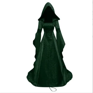 Steampunk Robe Vert Kaki - Style Steampunk Médiéval